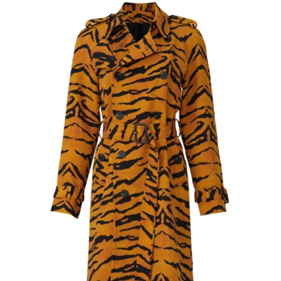 $645 ADAM LIPPES Trench Coat tiger print 4 / S - Picture 1 of 16